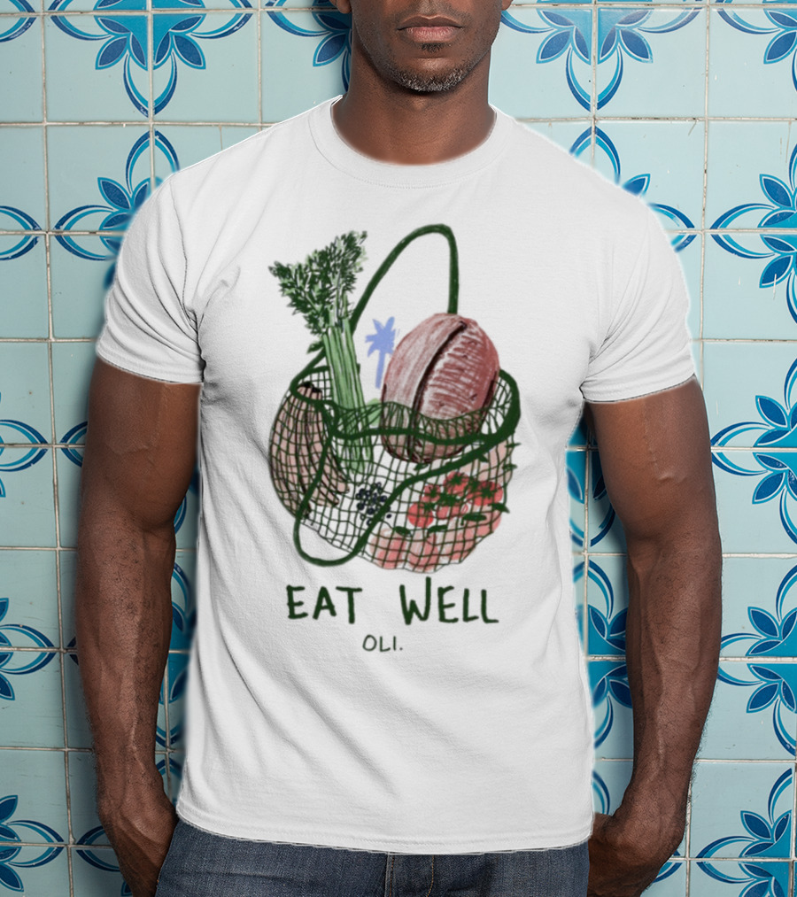Eat Well Oli Vegetable Basket Illustration T-Shirt