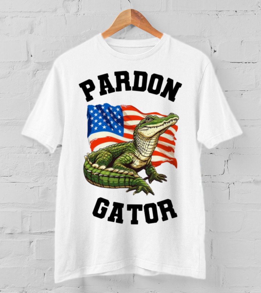 Patriotic American Flag Alligator Pardon Gator T-Shirt