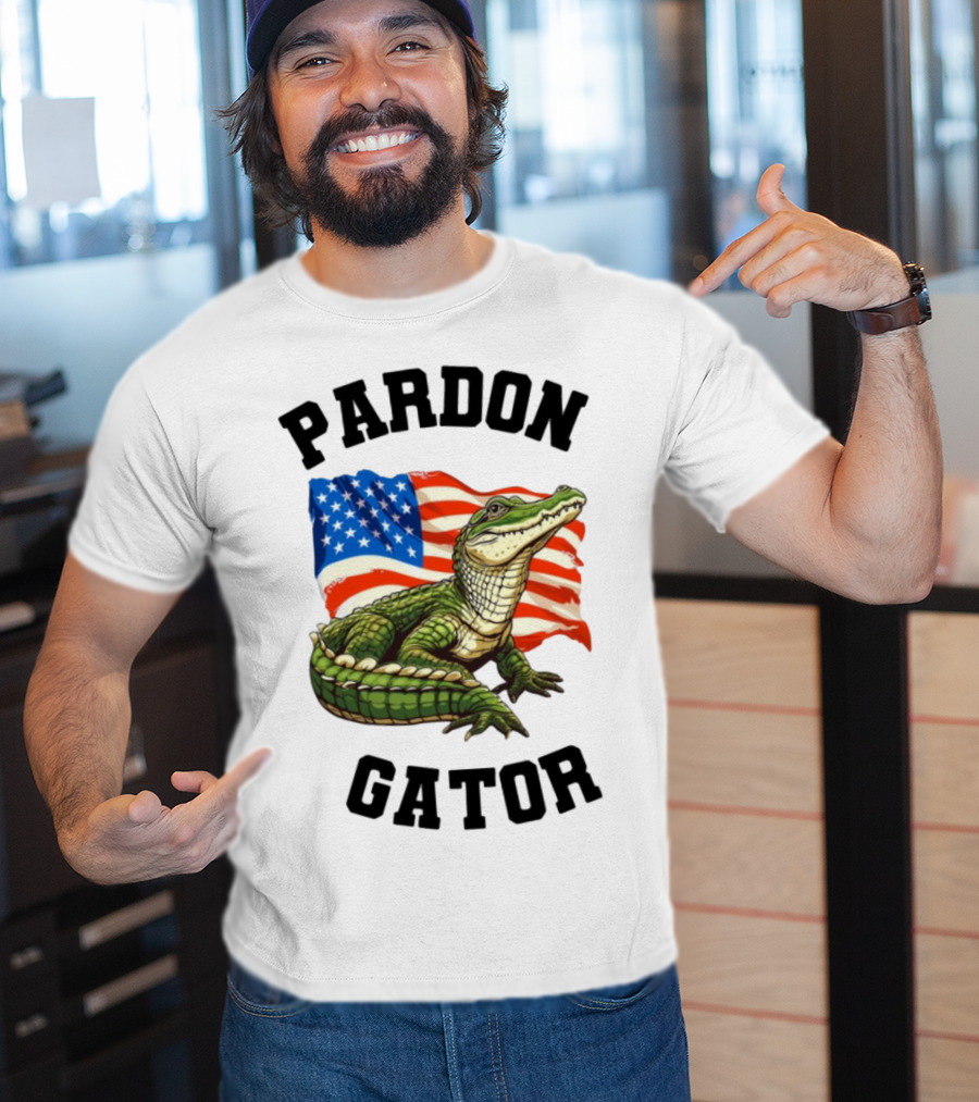 Patriotic American Flag Alligator Pardon Gator T-Shirt