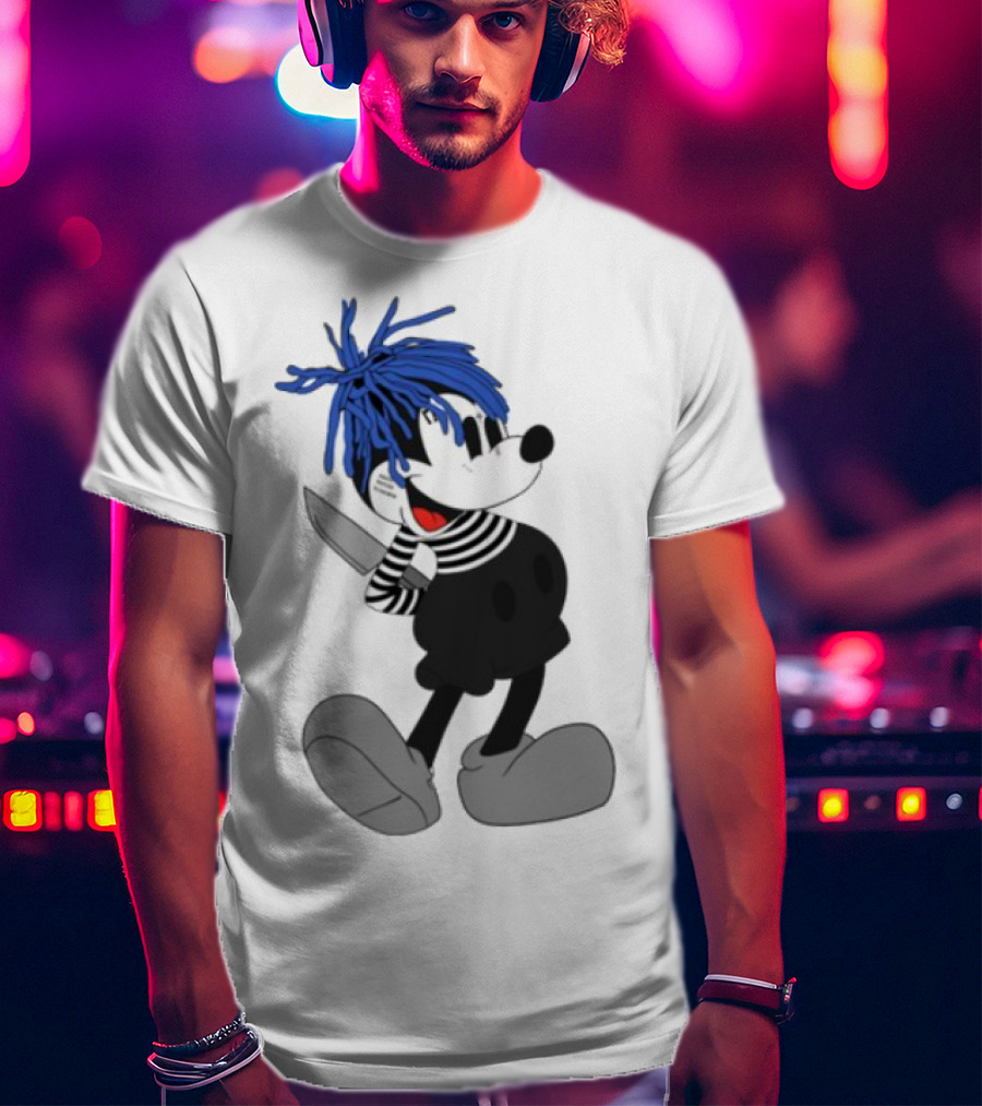 Revenge X Sad Mickey Mouse Knife Emotive Punk Mashup T-Shirt