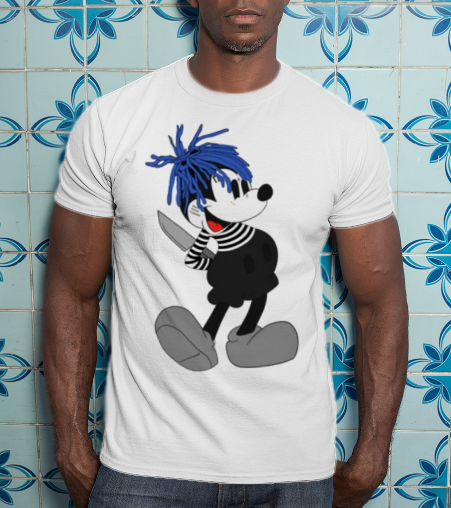 Revenge X Sad Mickey Mouse Knife Emotive Punk Mashup T-Shirt
