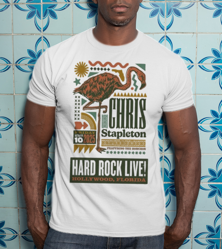 Chris Stapleton Hard Rock Live Hollywood Florida Friday 10 2025 Flamingo T-Shirt