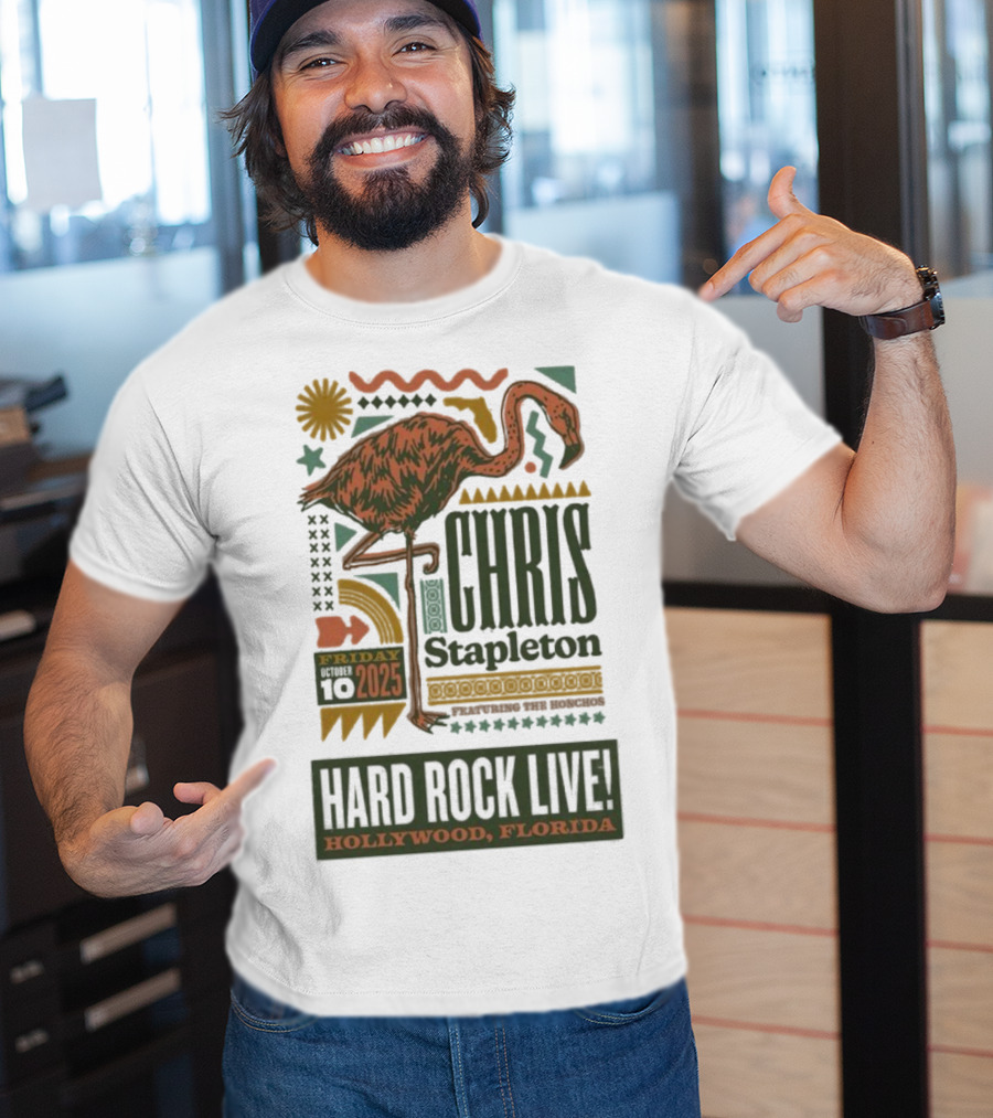 Chris Stapleton Hard Rock Live Hollywood Florida Friday 10 2025 Flamingo T-Shirt