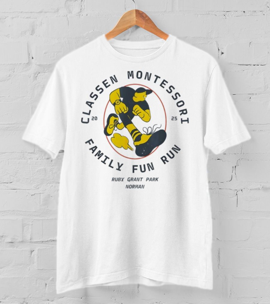 Classen Montessori Family Fun Run 2025 Runnin' Rabbit Ruck Grant Park Norman T-Shirt