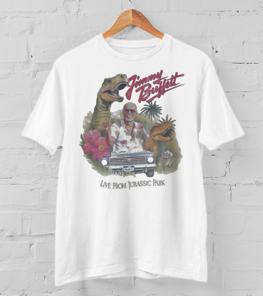 Jimmy Buffett Tropical Dino Adventure With T-Rex And Velociraptor T-Shirt