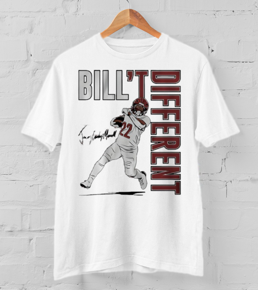 Jacory Croskey-Merritt Bill’t Different Number 22 Football Signature T-Shirt