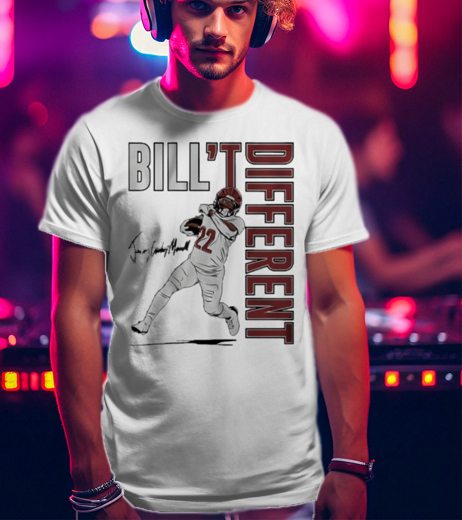 Jacory Croskey-Merritt Bill’t Different Number 22 Football Signature T-Shirt
