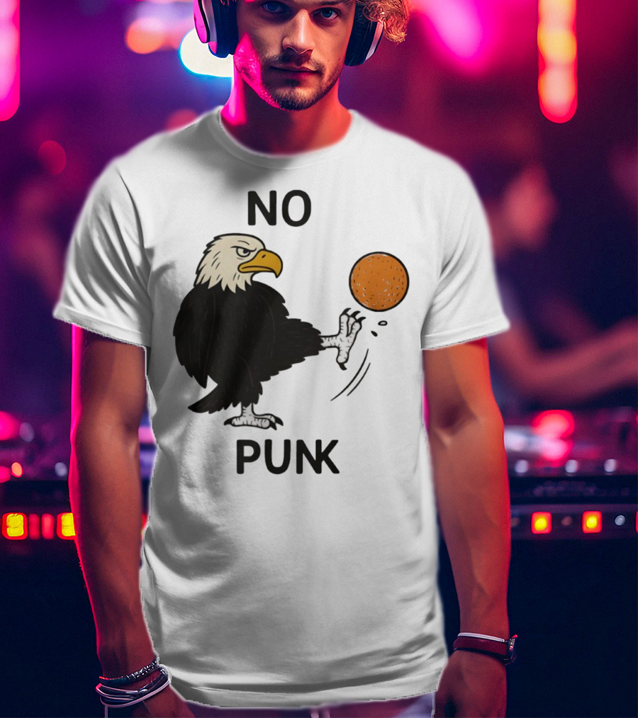 Bald Eagle Kicking Orange Ball No Punk T-Shirt