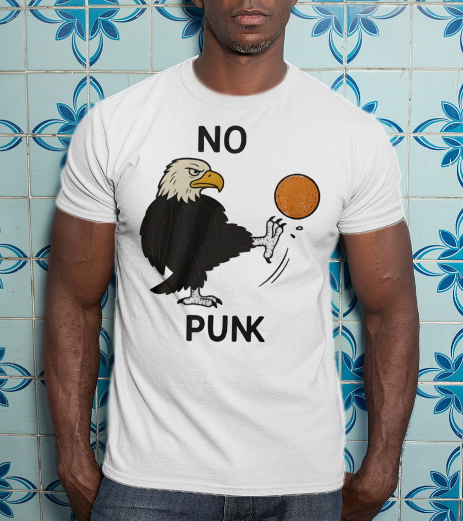 Bald Eagle Kicking Orange Ball No Punk T-Shirt