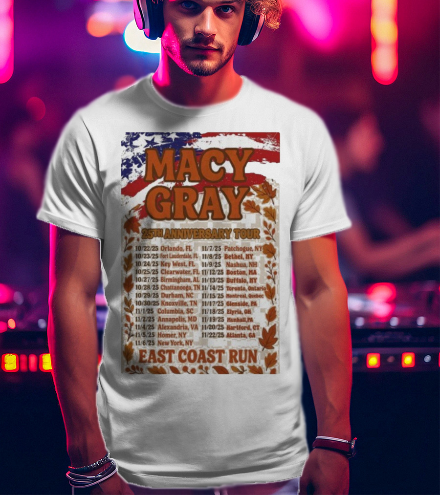 Macy Gray 25th Anniversary Tour 2025 East Coast Run Dates T-Shirt