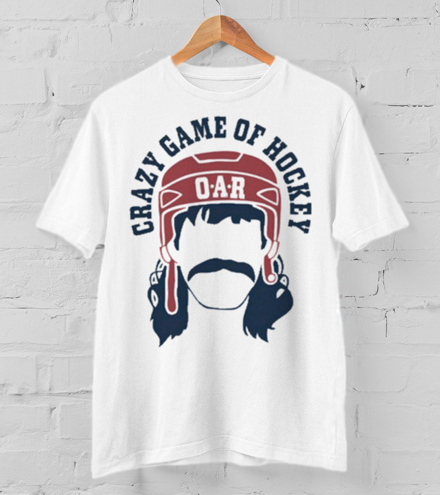 OAR Crazy Game Of Hockey Helmet Retro Style T-Shirt