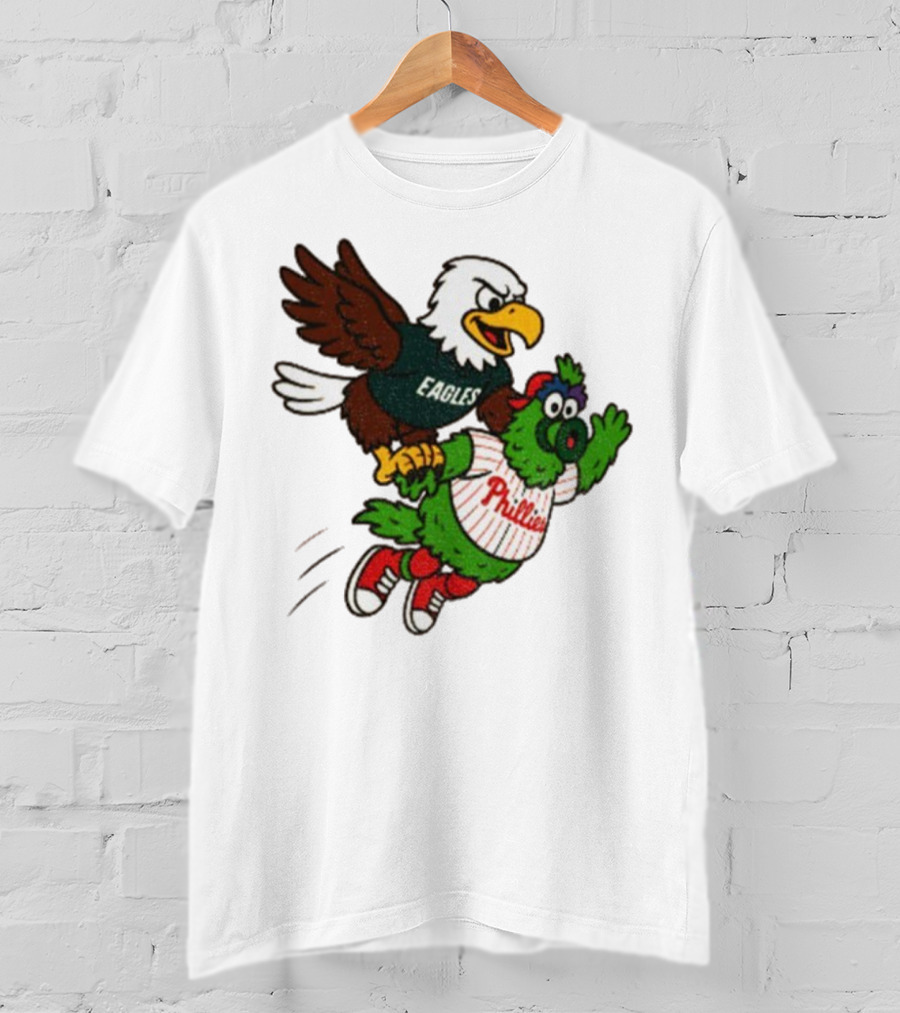 Philadelphia Eagles Swoop And Phillies Phanatic Mascot Team Up Fun T-Shirt