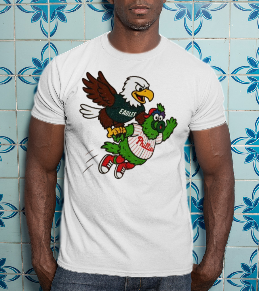 Philadelphia Eagles Swoop And Phillies Phanatic Mascot Team Up Fun T-Shirt