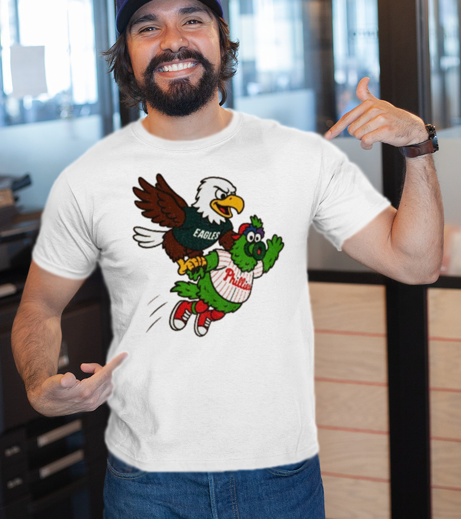 Philadelphia Eagles Swoop And Phillies Phanatic Mascot Team Up Fun T-Shirt