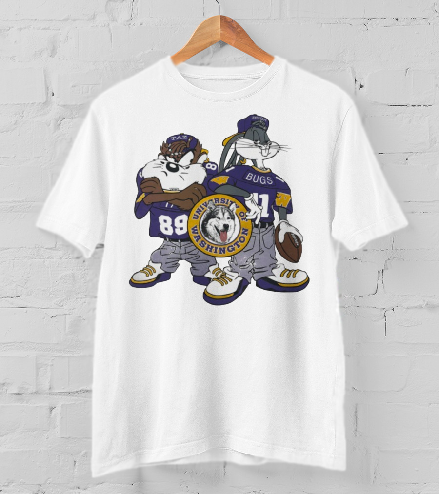 Taz And Bugs Bunny University Of Washington Huskies Football 89 11 T-Shirt