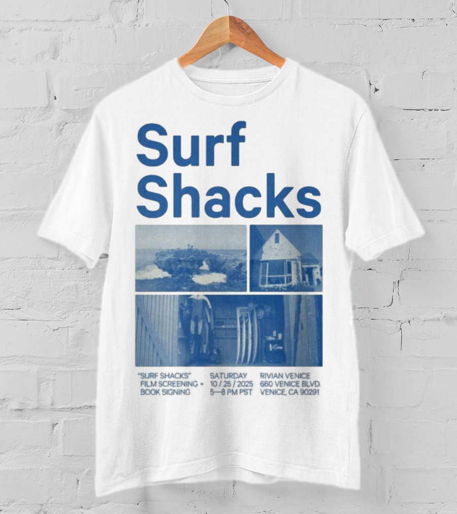 Surf Shacks Oct 25 2025 Venice CA Beach Surfboards Coastal Homes T-Shirt