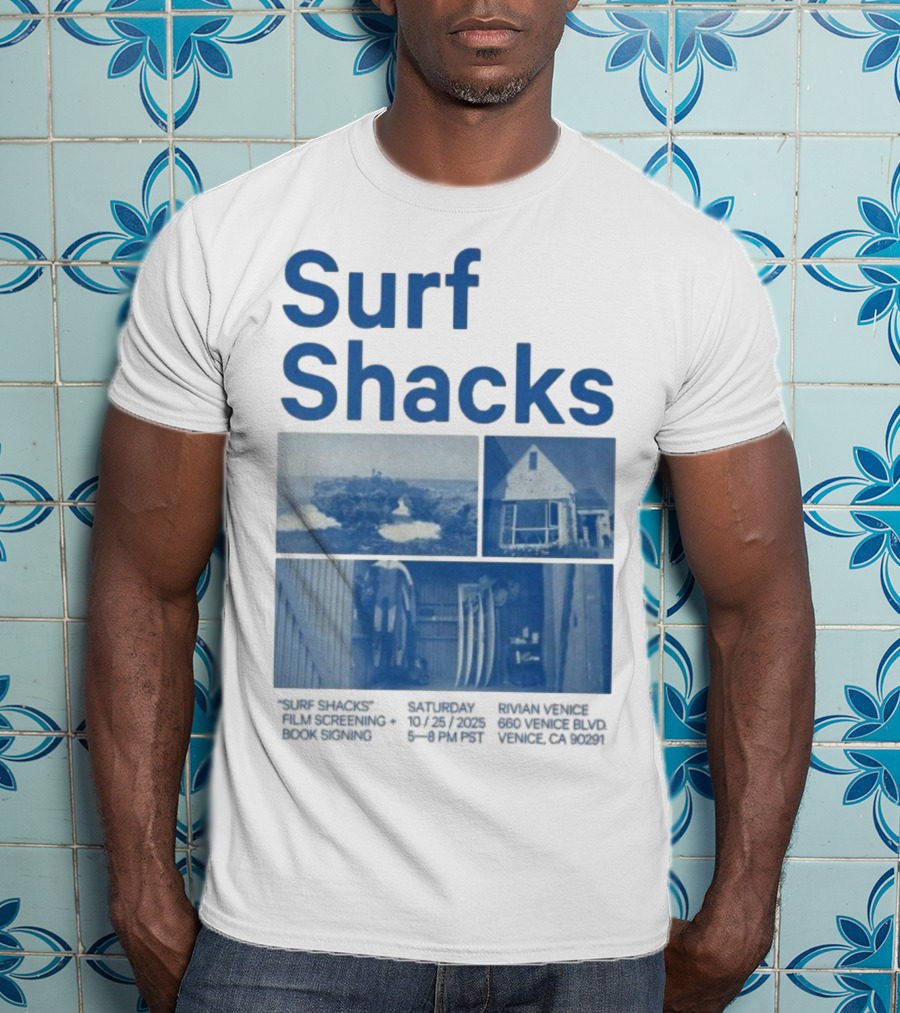 Surf Shacks Oct 25 2025 Venice CA Beach Surfboards Coastal Homes T-Shirt