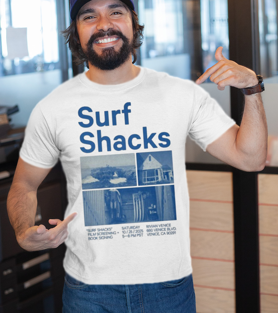 Surf Shacks Oct 25 2025 Venice CA Beach Surfboards Coastal Homes T-Shirt
