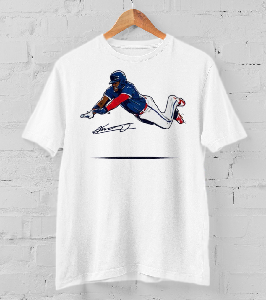 Vladimir Guerrero Jr Superman Flying Slide Toronto Blue Jays Signature T-Shirt