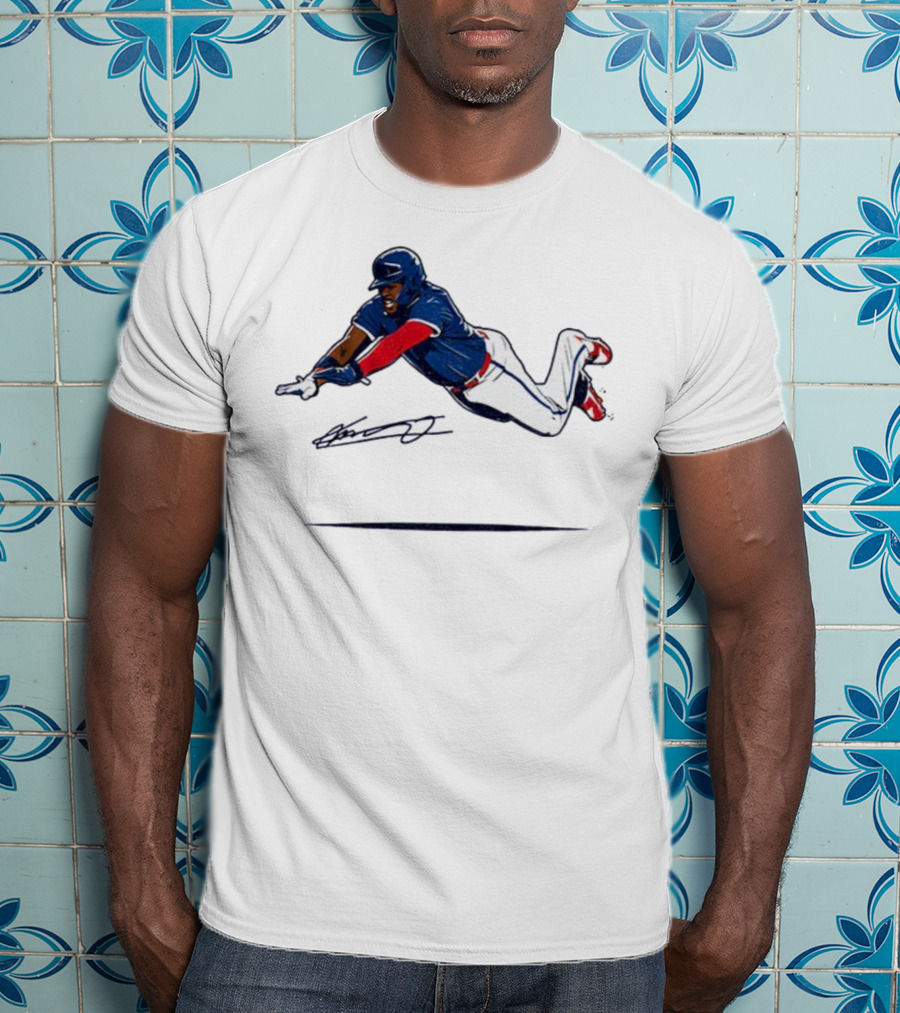 Vladimir Guerrero Jr Superman Flying Slide Toronto Blue Jays Signature T-Shirt
