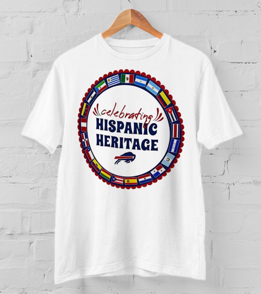 Celebrating Hispanic Heritage Buffalo Bills Flags Circle T-Shirt