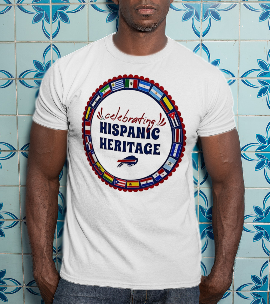 Celebrating Hispanic Heritage Buffalo Bills Flags Circle T-Shirt