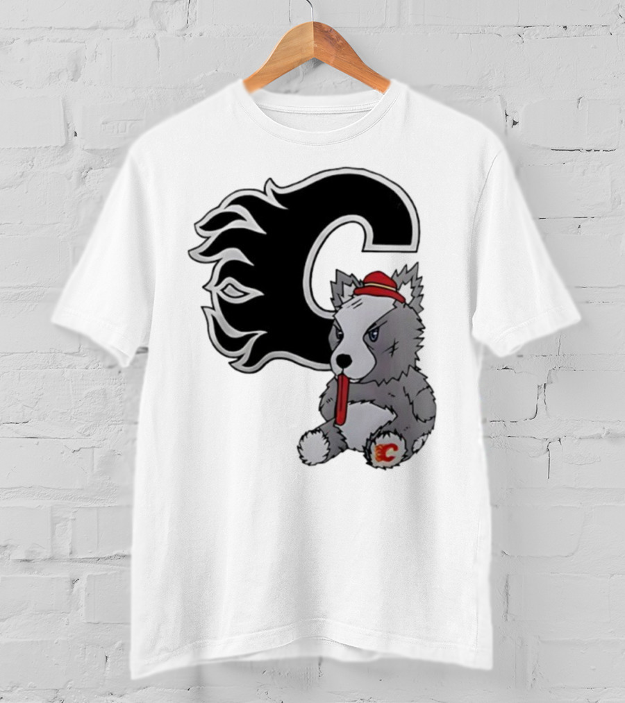 Calgary Flames Harvey The Hound With C Flame Logo T-Shirt