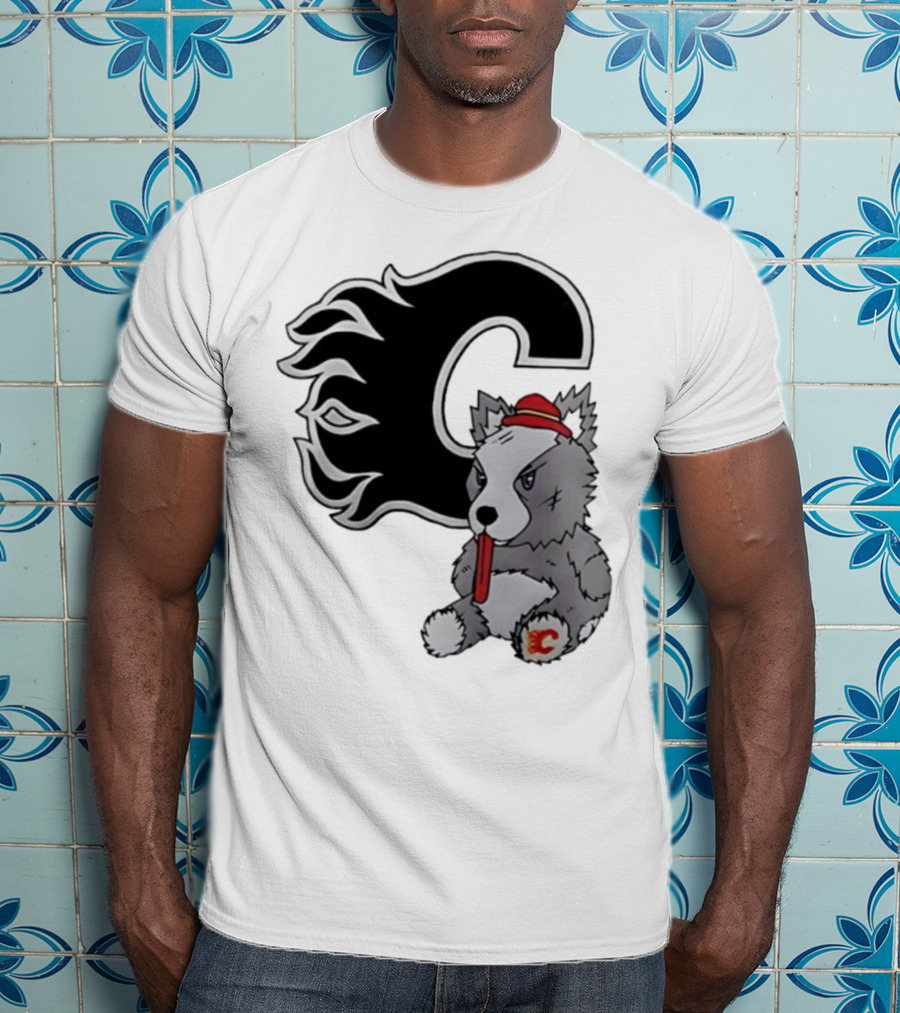 Calgary Flames Harvey The Hound With C Flame Logo T-Shirt