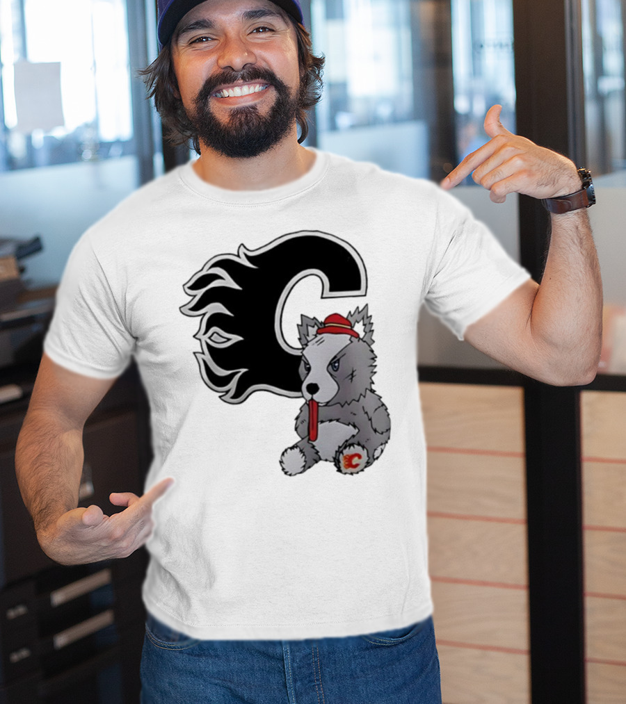 Calgary Flames Harvey The Hound With C Flame Logo T-Shirt