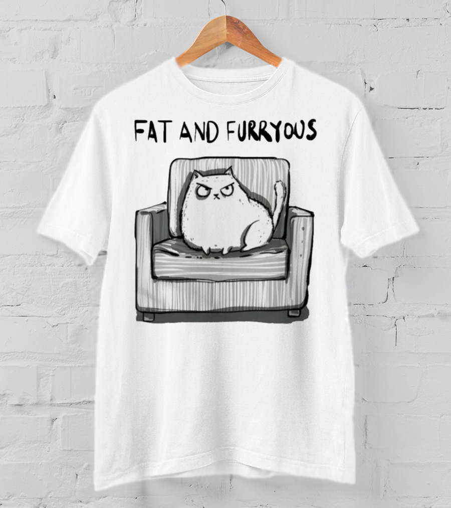 Fat And Furrous Cat On Chair T-Shirt
