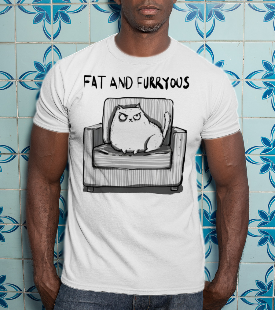 Fat And Furrous Cat On Chair T-Shirt