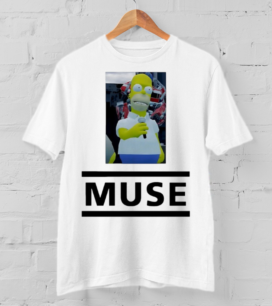 Homer Simpson Holding Microphone Muse Band Crossover T-Shirt