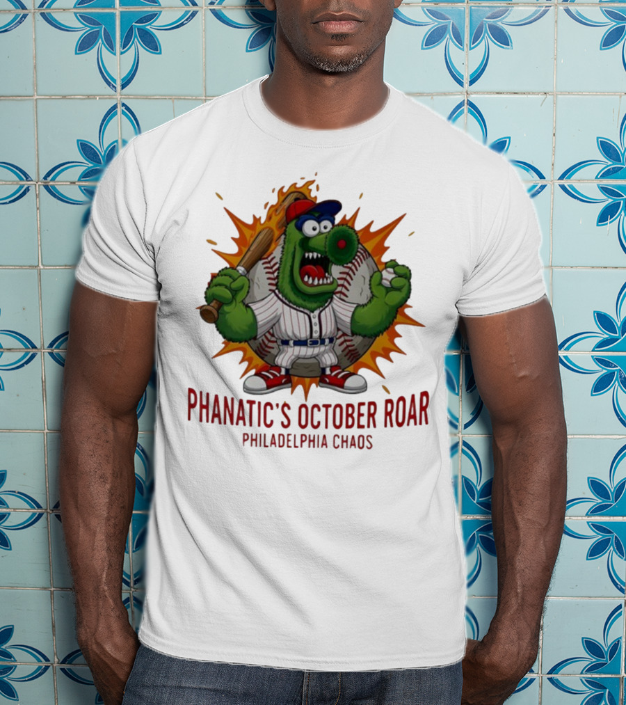 Philadelphia Phillies Baseball Phanatic's October Roar Philadelphia Chaos Mascot T-Shirt