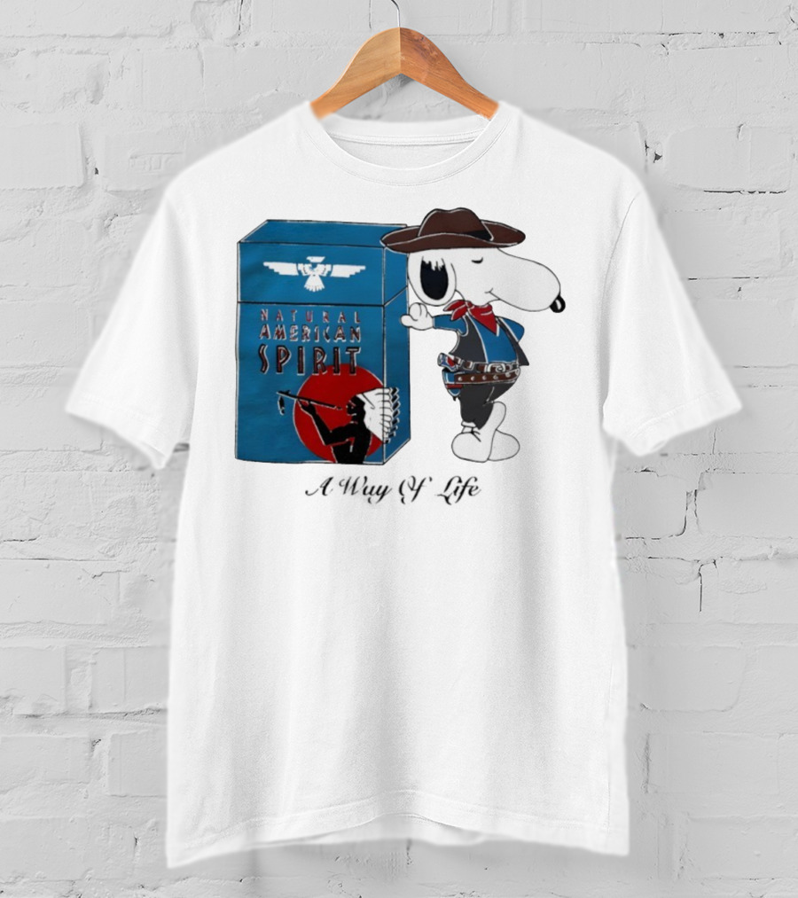Snoopy Natural American Spirit A Way Of Life Cowboy Blue T-Shirt