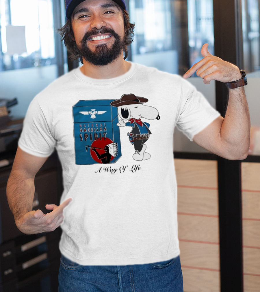Snoopy Natural American Spirit A Way Of Life Cowboy Blue T-Shirt