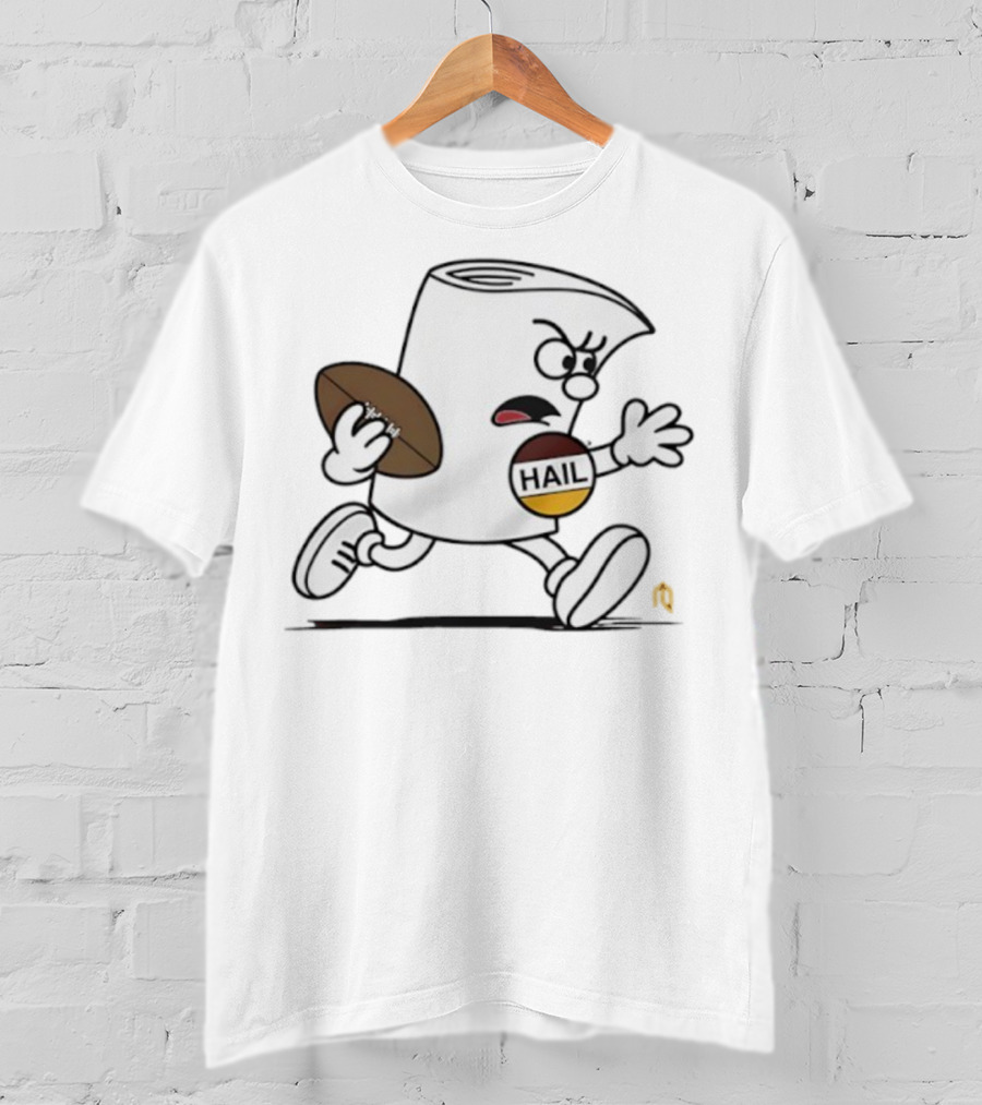 Washington Hail Running Icon With Football Comic Style T-Shirt