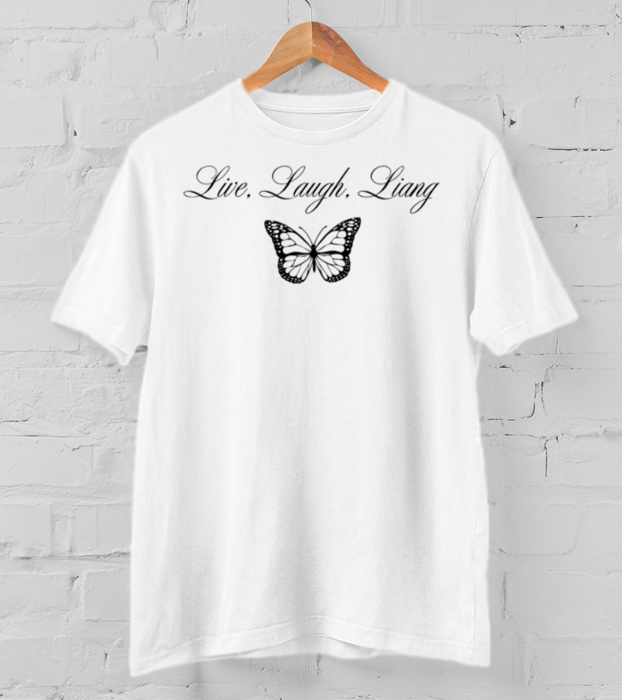 Live Laugh Liang Butterfly Motif T-Shirt