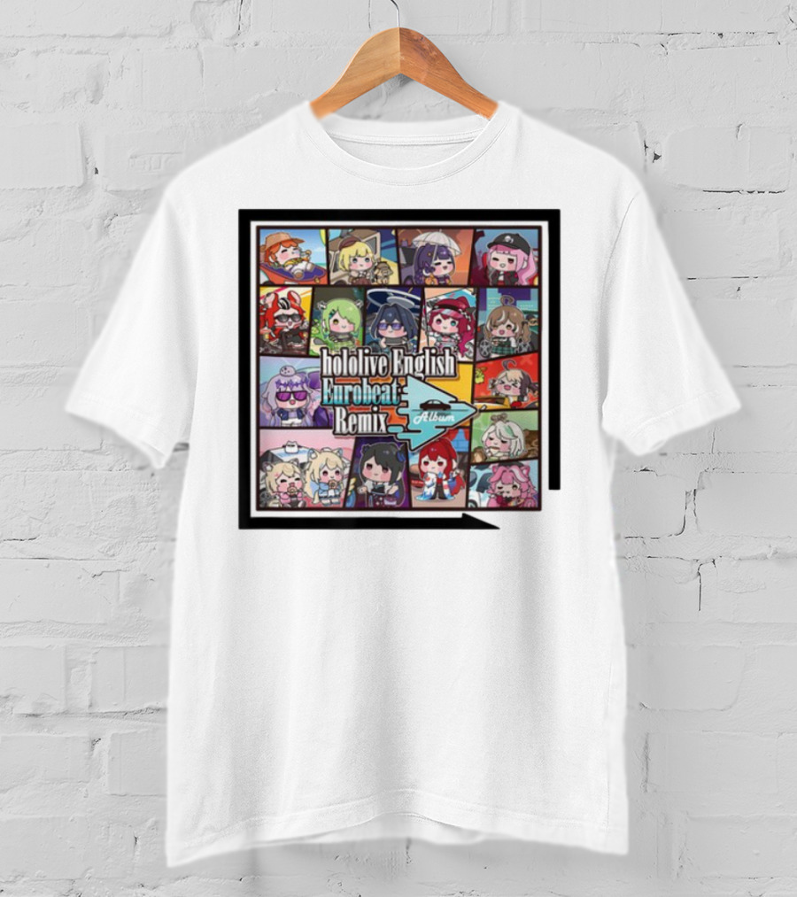Hololive English Eurobeat Remix Album Characters Compilation T-Shirt