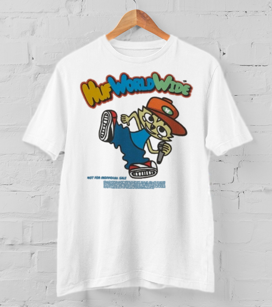 HUF Worldwide Chop Kick Block Character With Red Hat And Microphone T-Shirt