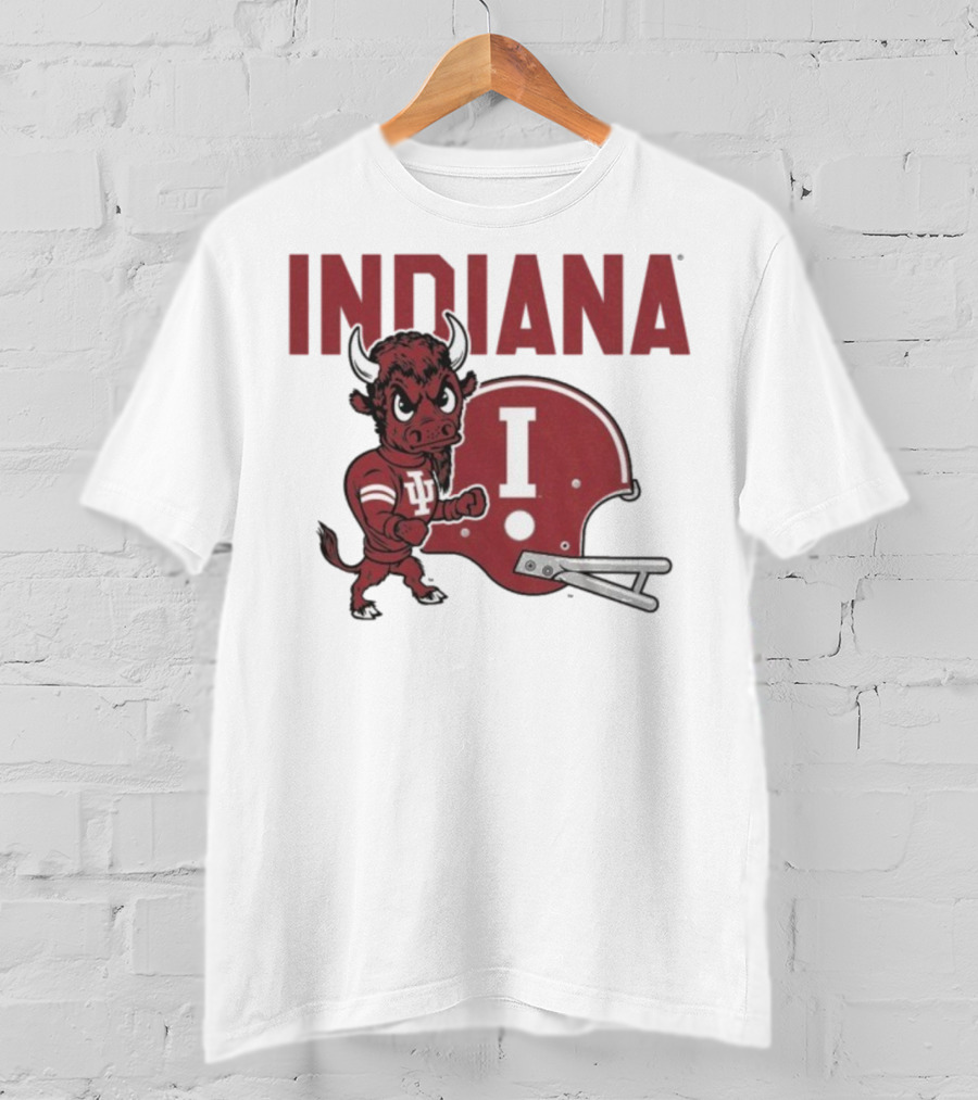 Indiana Hoosiers Bison Mascot And Football Helmet T-Shirt