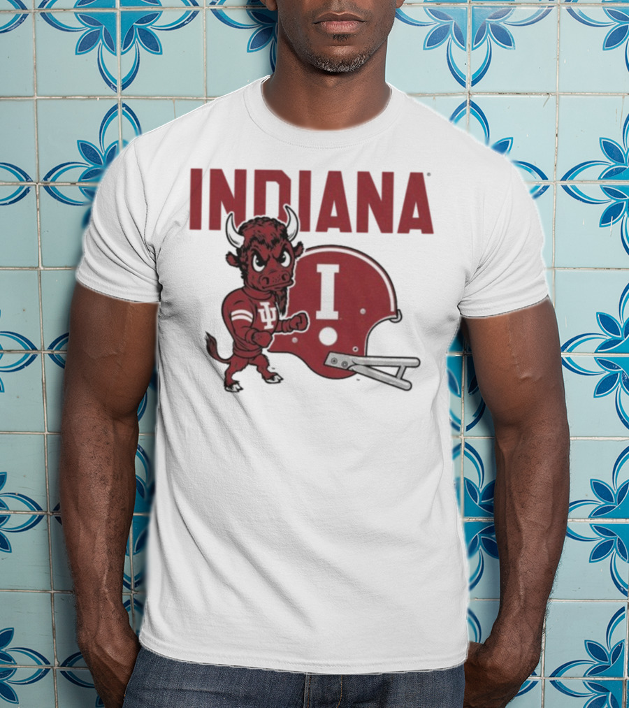 Indiana Hoosiers Bison Mascot And Football Helmet T-Shirt