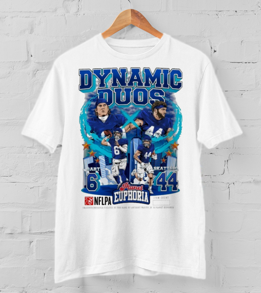Dynamic Duos Jaxson Dart Cam Skattebo Planet Euphoria New York Giants T-Shirt