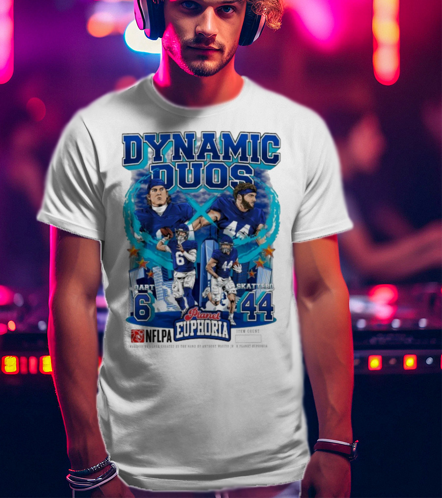 Dynamic Duos Jaxson Dart Cam Skattebo Planet Euphoria New York Giants T-Shirt