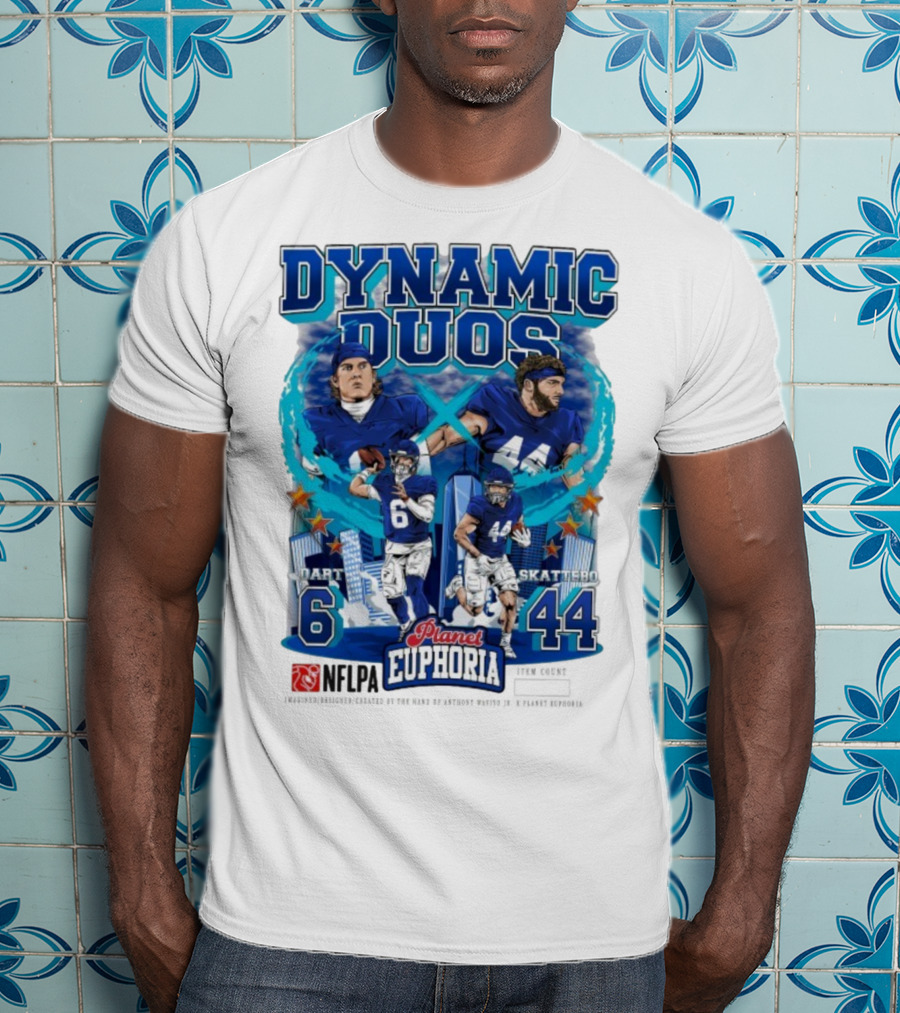 Dynamic Duos Jaxson Dart Cam Skattebo Planet Euphoria New York Giants T-Shirt