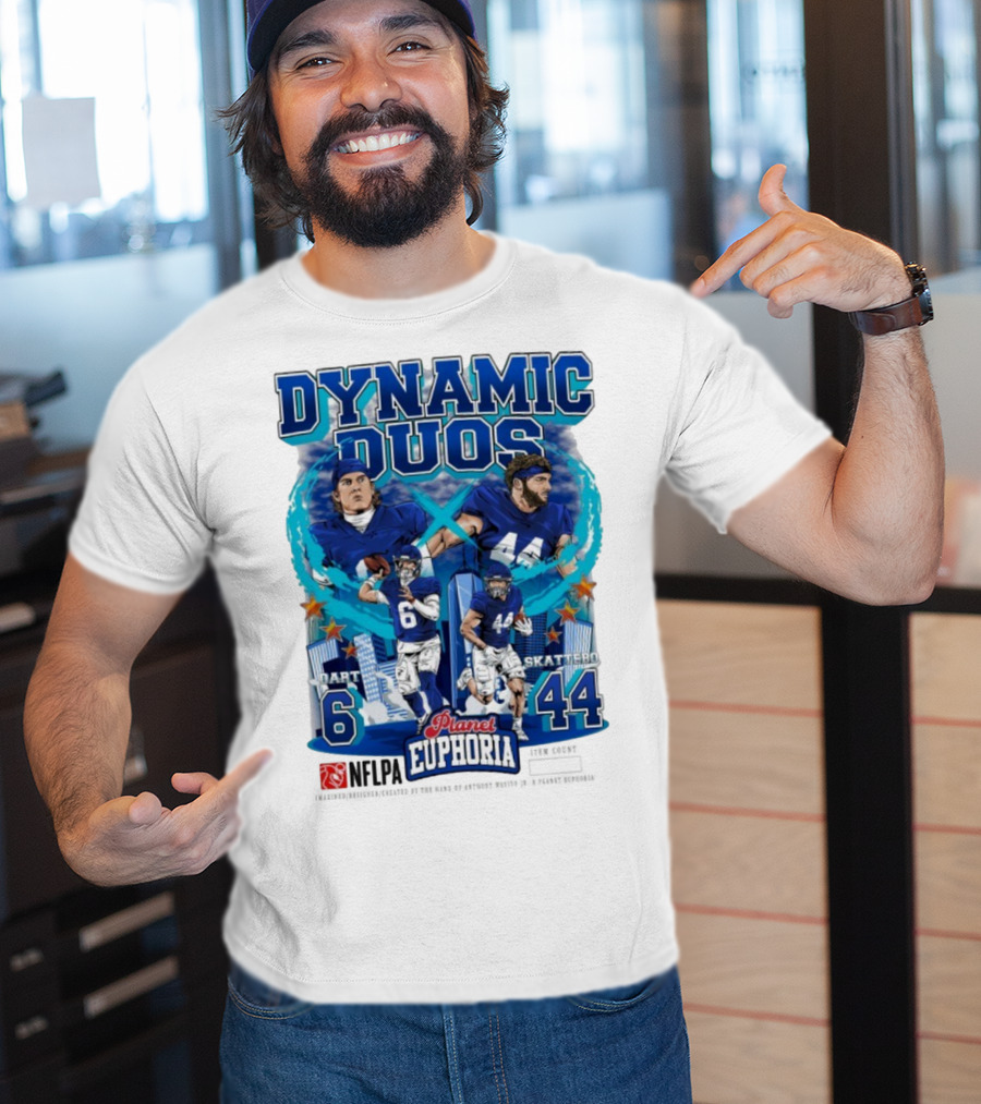 Dynamic Duos Jaxson Dart Cam Skattebo Planet Euphoria New York Giants T-Shirt