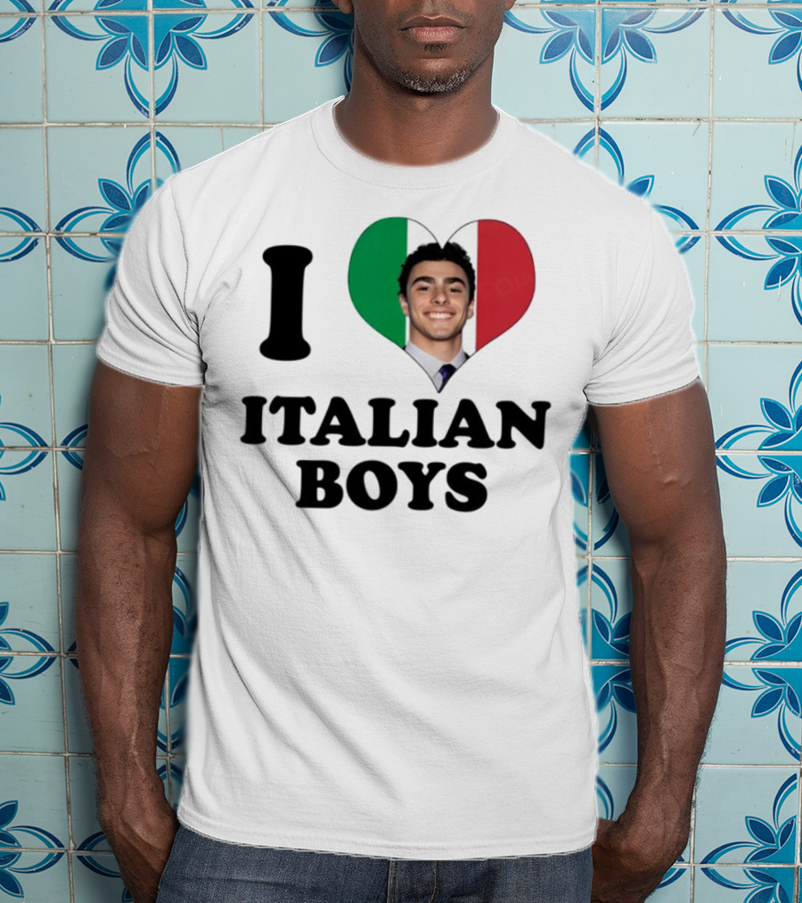 Luici Mangione I Love Italian Boys Heart Italy Flag T-Shirt
