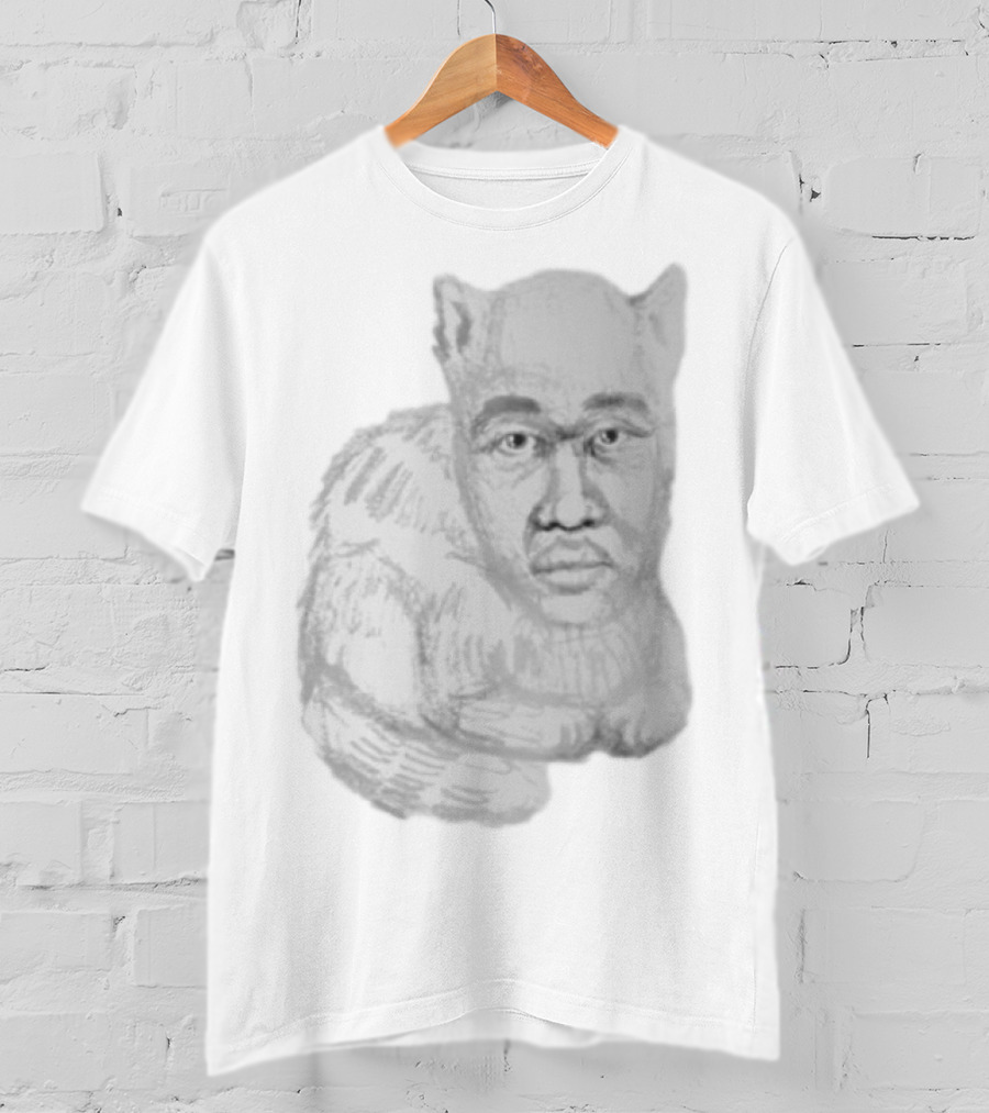 Mcfreakery Cat With Human Face Sketch T-Shirt