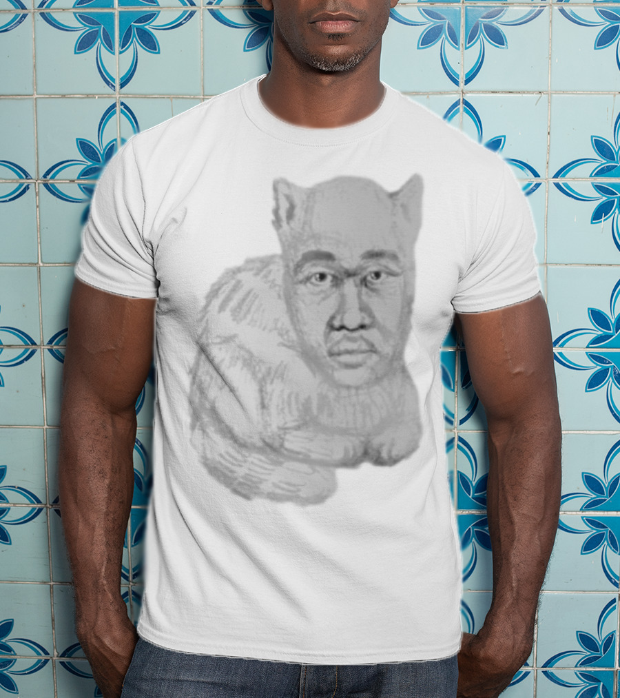 Mcfreakery Cat With Human Face Sketch T-Shirt