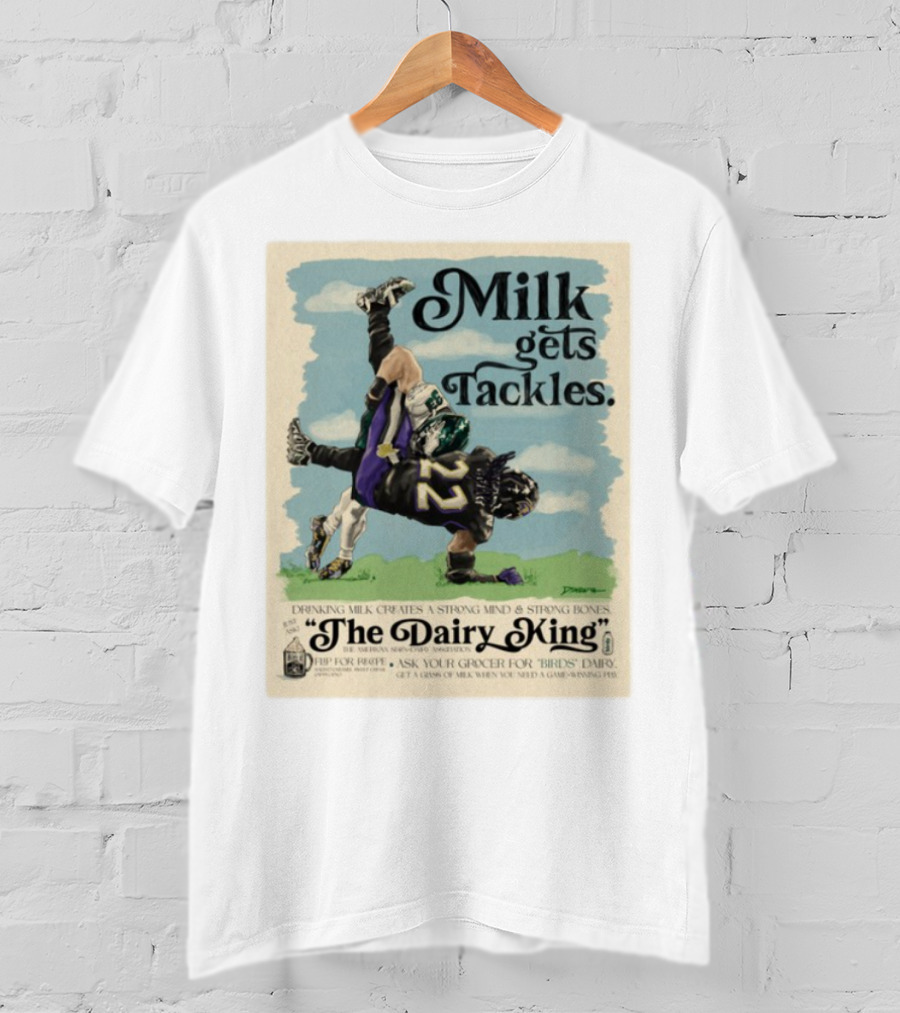Milk Gets Tackles The Dairy King Strong Bones Mind T-Shirt