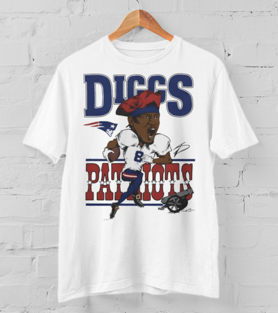 New England Patriots Diggs Signature Football Art T-Shirt